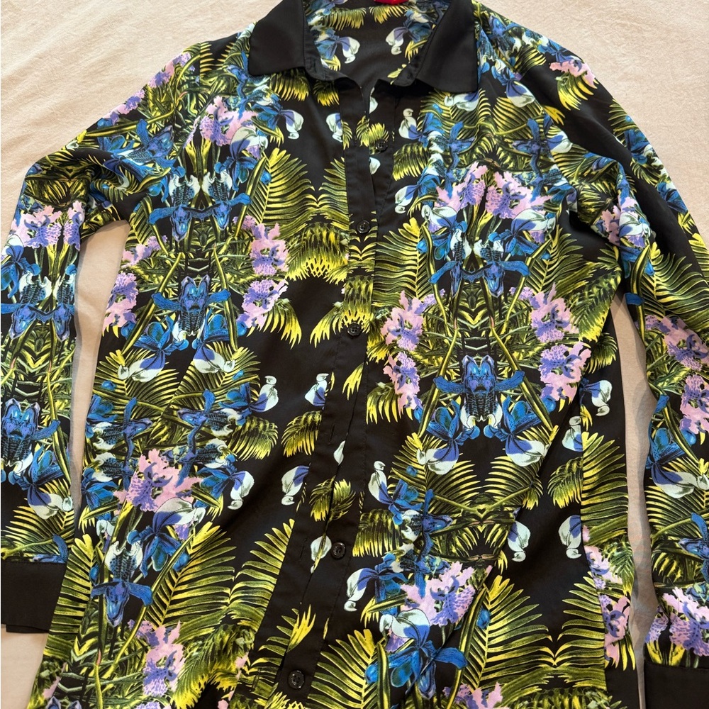 Floral Patterned Givenchy Inspired Sheer Shirt Si… - image 1
